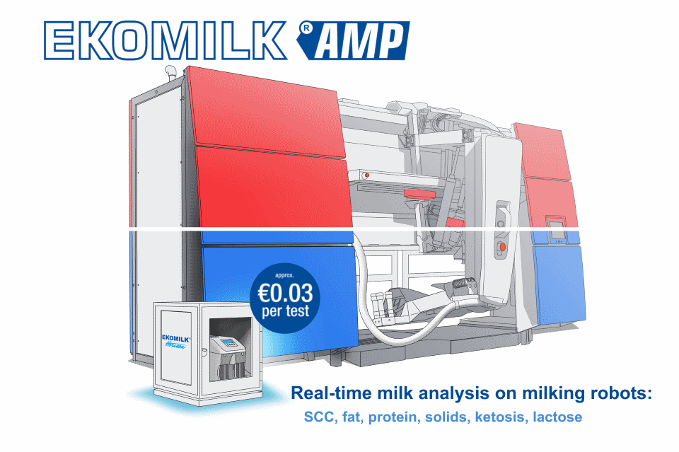 Ekomilk AMP milk quality and cow health analysis on milking robotic system